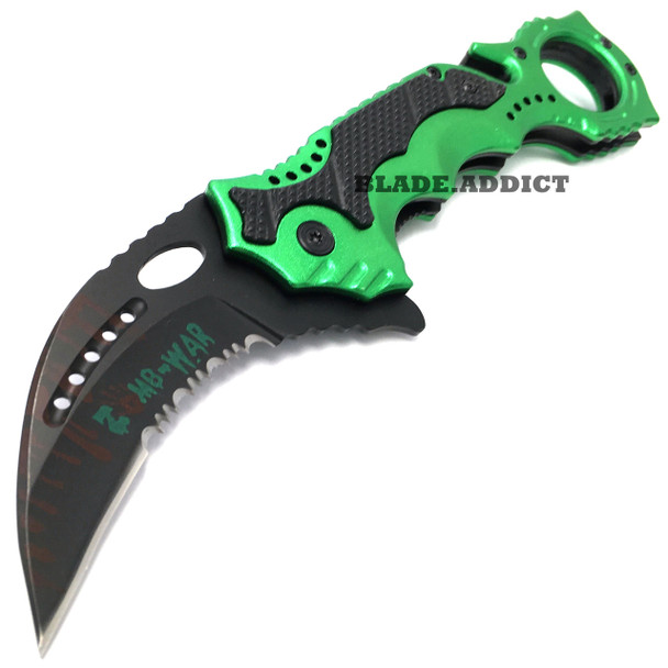 3PC 8" KARAMBIT Hawkbill Tactical Claw Spring Assisted Pocket Knife Rescue Blade