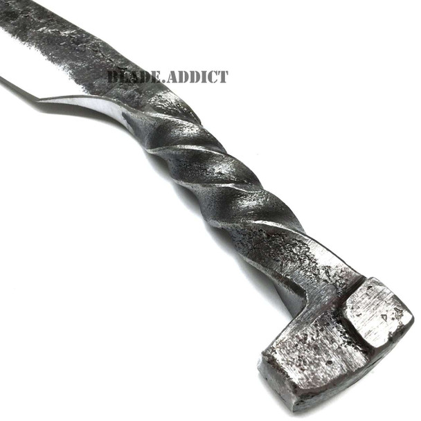 9" Hand Forged Railroad Spike Fixed Blade Knife with Thick Leather Sheath NEW