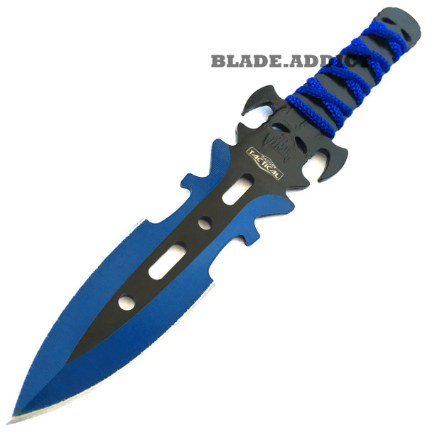 3PC Ninja Tactical Combat Kunai Throwing Knife + Sheath BLUE SET