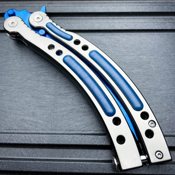 CSGO Blue Butterfly Slaughter BALISONG Trainer Knife Upgraded