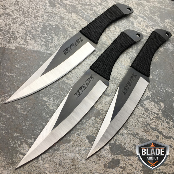 3 PC 9" Ninja Tactical Naruto Kunai FIXED BLADE Combat HUNTING Throwing Knife