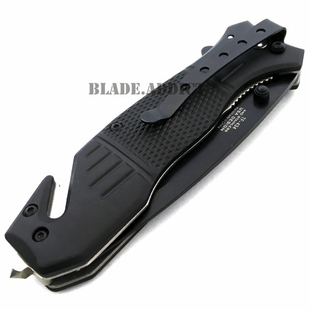 TAC FORCE Spring Assisted Opening BLACK Tactical Rescue Folding Pocket Knife