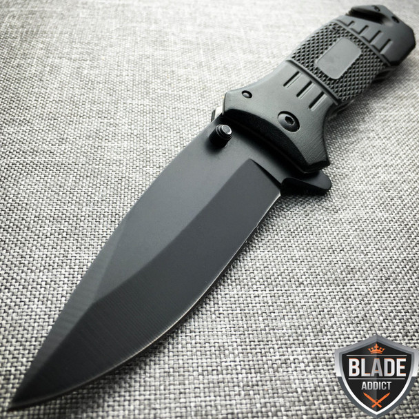 TAC FORCE Spring Assisted Opening BLACK Tactical Rescue Folding Pocket Knife