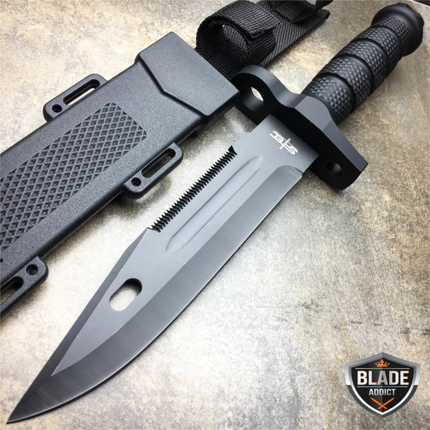 2 PC BLACK TACTICAL SURVIVAL Rambo Hunting FIXED BLADE KNIFE Bowie