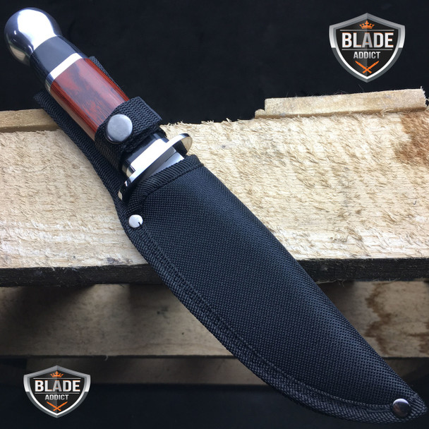 10.5" Wood Hunting Survival Skinning Fixed Blade Knife Full Tang Army Bowie NEW