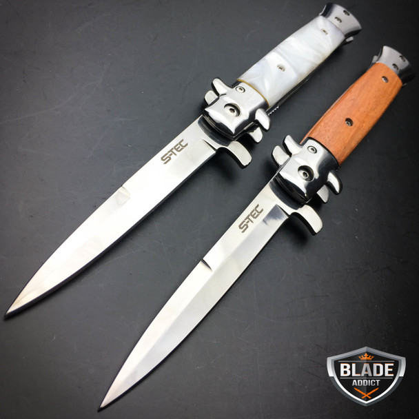 2 PC 9" Classic Italian Milano Assist Open Folding Stiletto Blade Pocket Knife