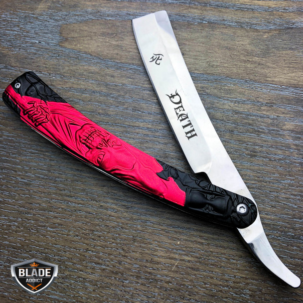 GRIM REAPER Straight Blade Barber Razor Folding Pocket Knife Shaving Cut Throat