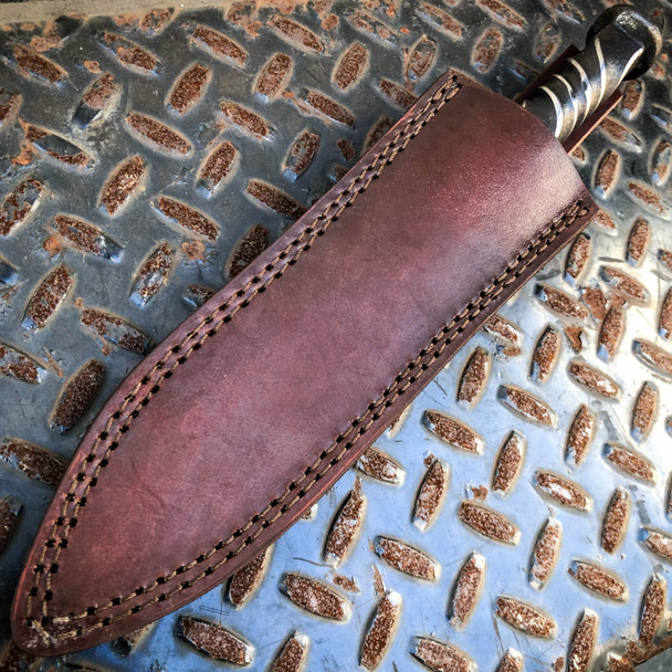 Hand Forged Railroad Spike Carbon Steel Hunting Dagger Knife Fixed Blade + Case