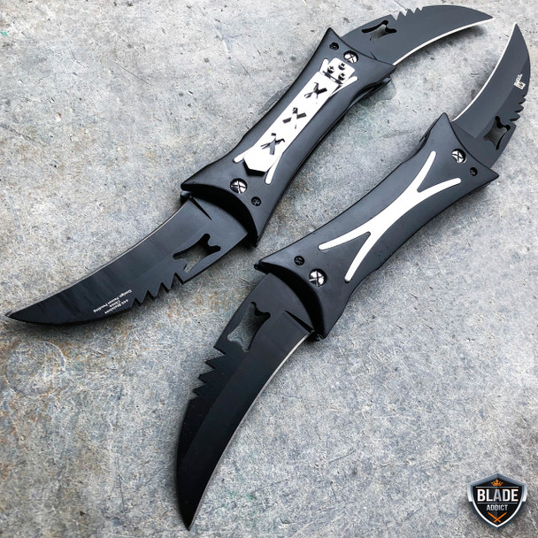 Dual QUAD Blade Fantasy Cosplay Folding Pocket Knife Tactical Combat Dragon NEW
