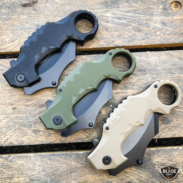 TACTICAL Spring Assisted Open G10 KARAMBIT Claw Folding Pocket Knife Blade NEW