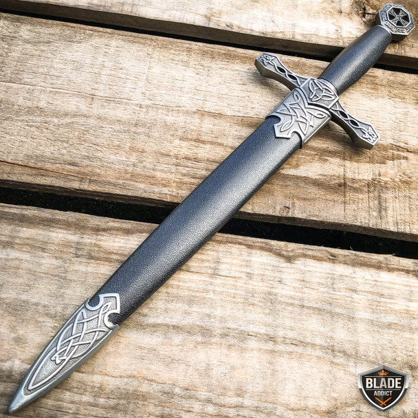 15.75" Dark Knight Celtic Cross Medieval Fixed Blade Short Sword Knife Dagger