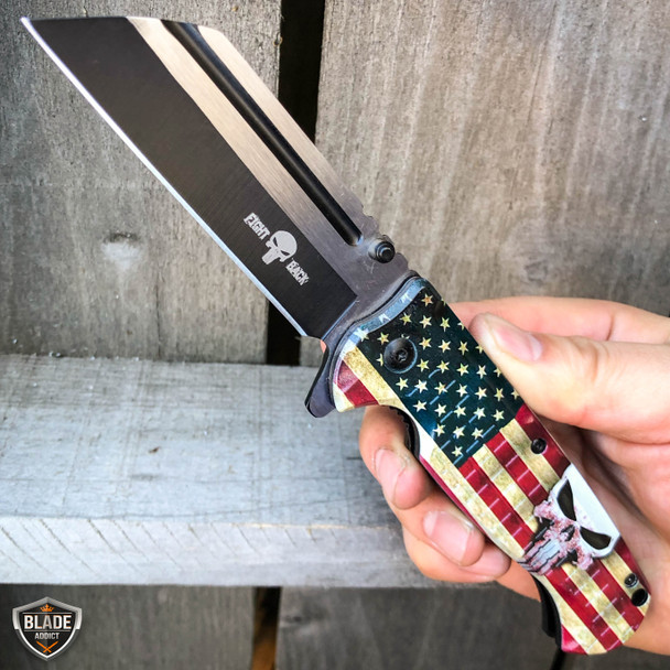 Military TACTICAL Cleaver Razor Assisted Open Pocket Folding Knife Blade