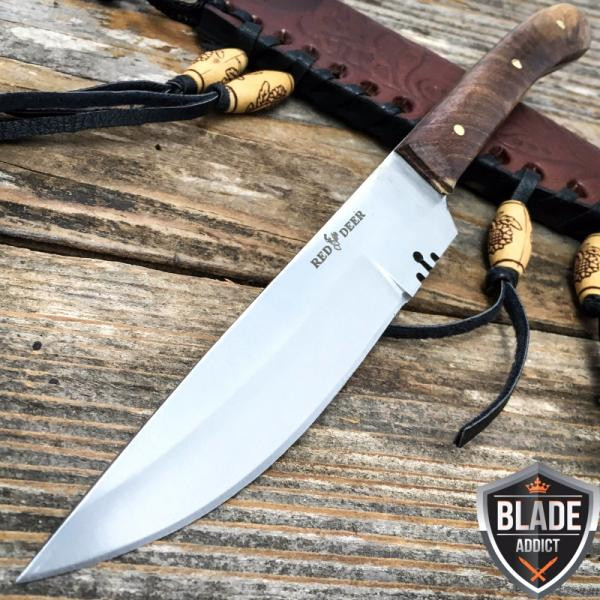 NEW Mountain Man Patch Knife Western Style Skinner Fixed Blade Trade + Sheath