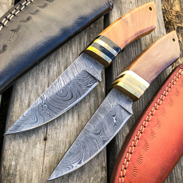 damascus fixed blade hunting knife