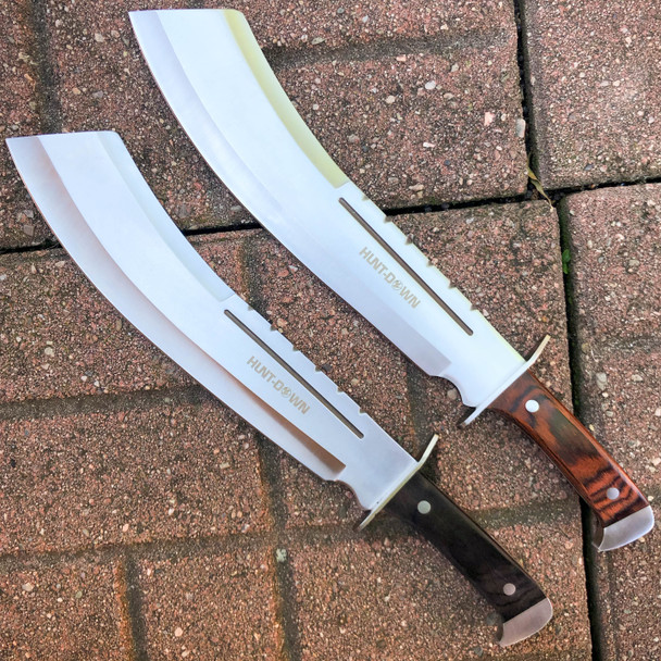 19" Full Tang HUNTING MACHETE KNIFE w/ SHEATH Military Fixed Blade Wood Handle
