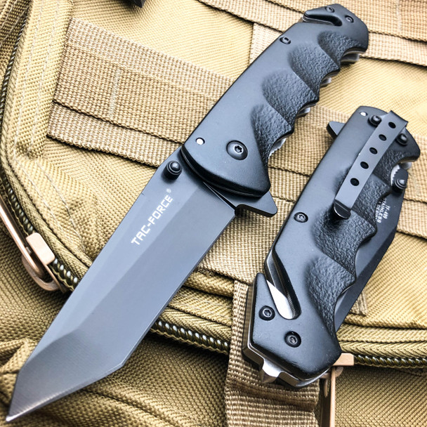 TAC FORCE Pocket Knife Spring Assisted Opening Tactical Rescue Folding BLACK NEW