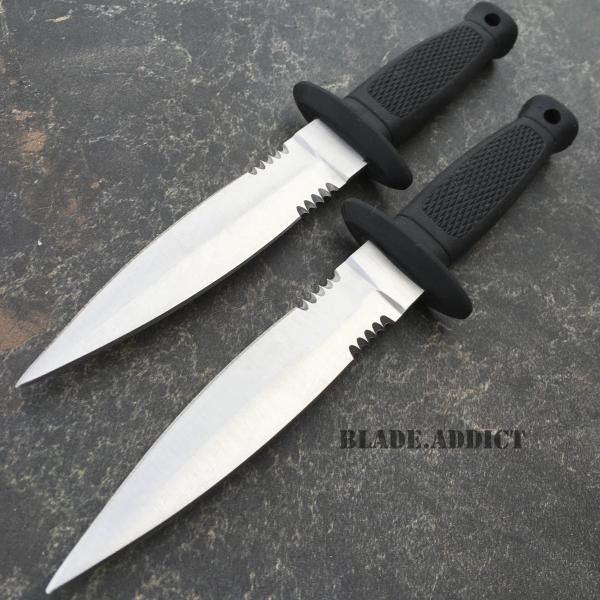 2PC 7" Military Tactical Combat Throwing Knife Dagger Set Hunting Ninja Naruto