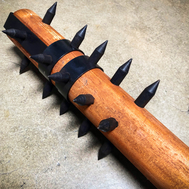 Medieval 22" Mace War Club Wood +1" Metal Spikes | Modern Home Defense Equalizer
