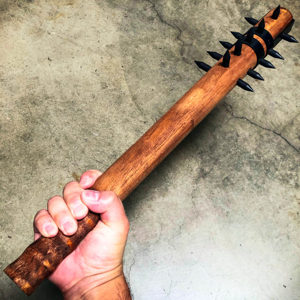 Medieval 22" Mace War Club Wood +1" Metal Spikes | Modern Home Defense Equalizer