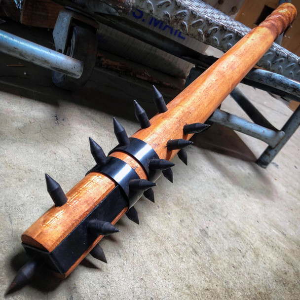 Medieval 22" Mace War Club Wood +1" Metal Spikes | Modern Home Defense Equalizer