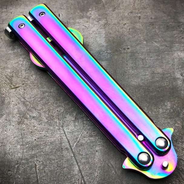 RAINBOW Bottle Opener Butterfly Balisong Trainer Knife Training Blade Practice