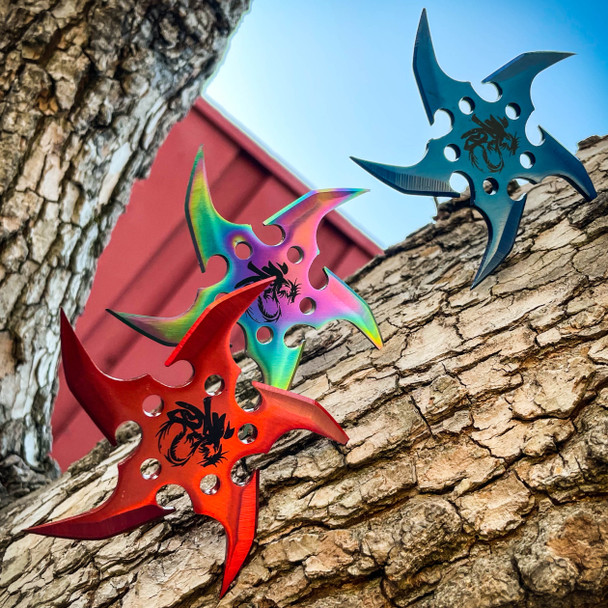 3 PC Set Ninja Throwing Stars Anime Shuriken Knife Curve  Blade Five-Sided