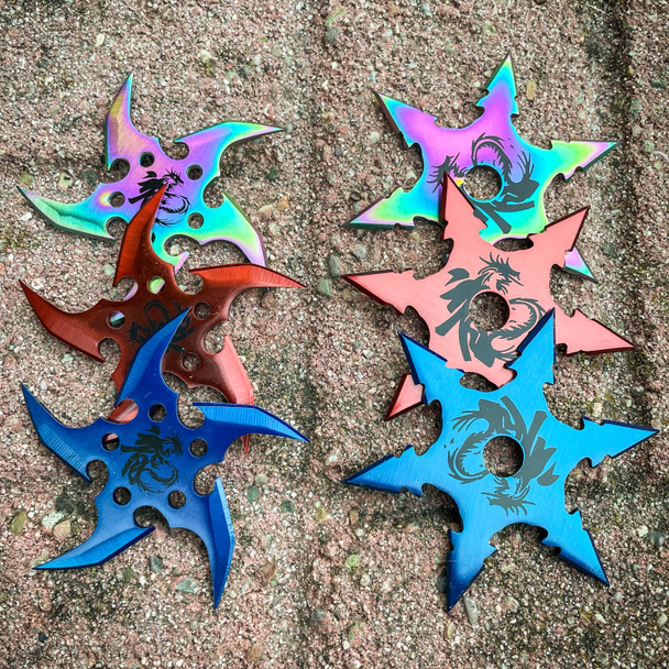 6 PC Set Ninja Throwing Stars Anime Shuriken Knife Curve  Blade