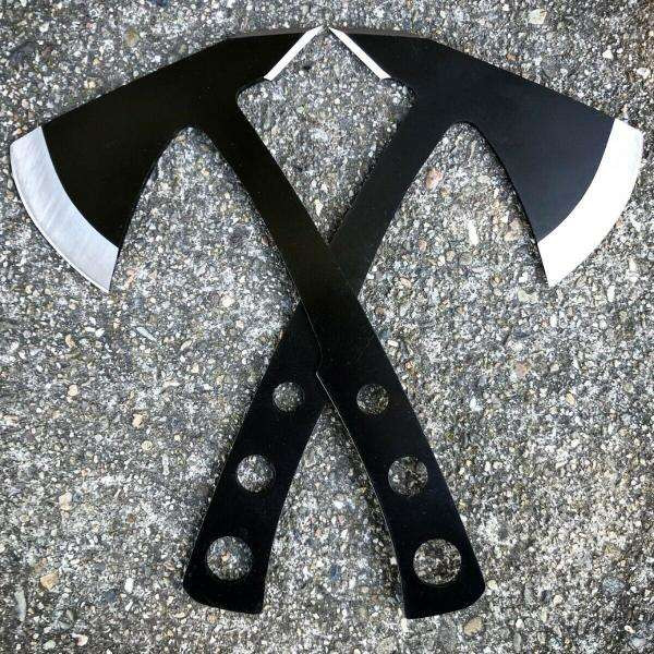 8PC Tactical Black Survival Hatchet Axe Fixed Blade Hunting Knife