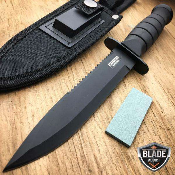 7PC Black Outdoor Camping Survival Combat Hunting Fixed Blade Tactical Knife Set