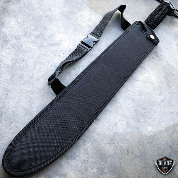 27" TACTICAL SURVIVAL Fixed Blade MACHETE Hunting Katana Sword Full Tang Knife