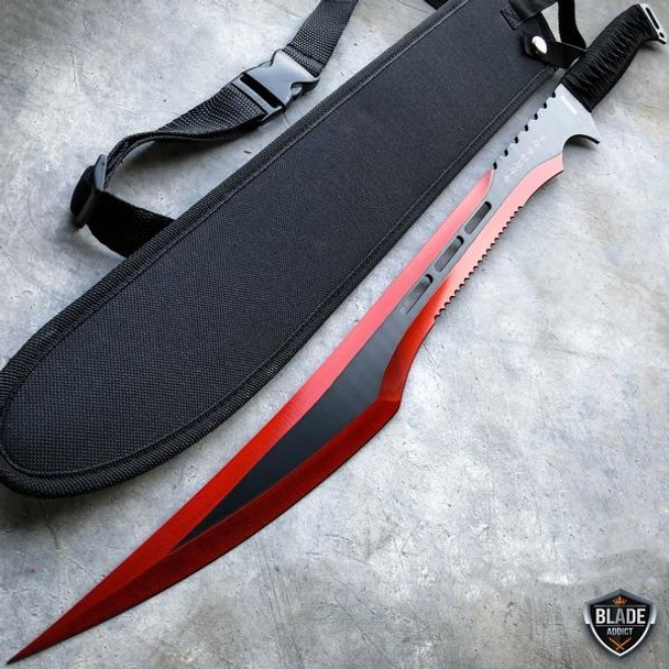 27" TACTICAL SURVIVAL Fixed Blade MACHETE Hunting Katana Sword Full Tang Knife