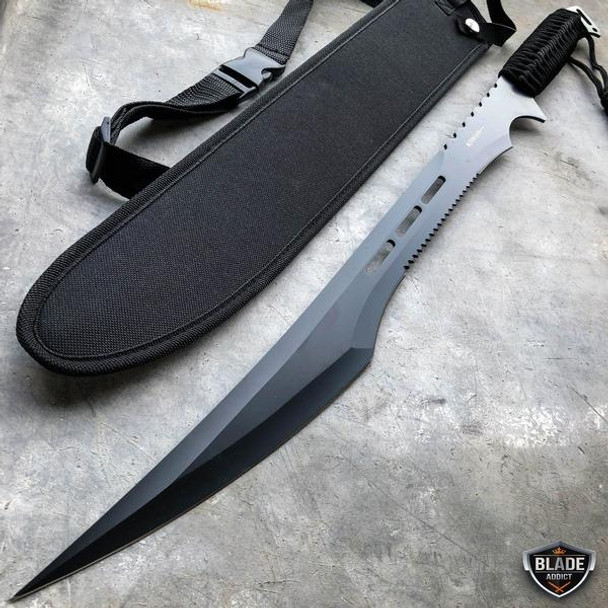 27" TACTICAL SURVIVAL Fixed Blade MACHETE Hunting Katana Sword Full Tang Knife