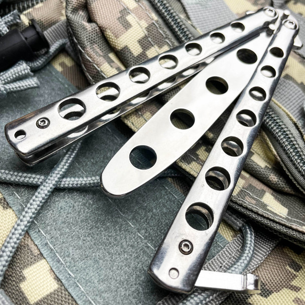 METAL High Quality Practice BUTTERFLY DULL BLADE FOLDING BALISONG TRAINER KNIFE