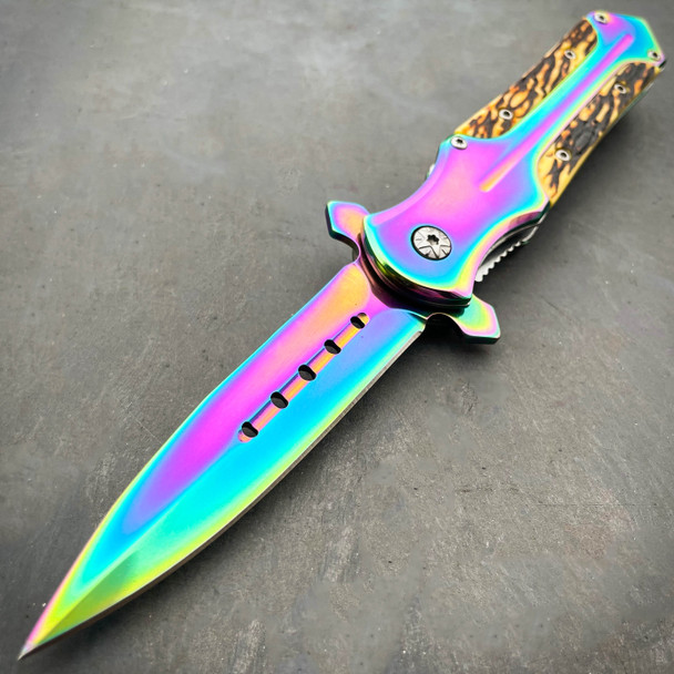 8.2" Rainbow Titanium Fade Pocket Knife