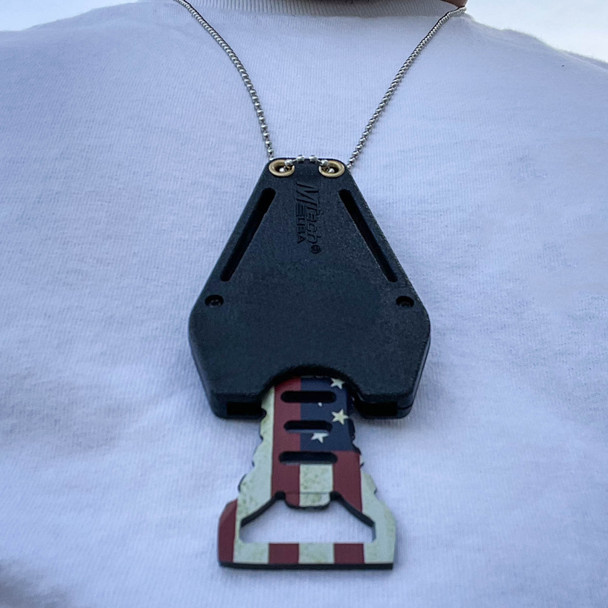 Spear Point Neck Knife USA Flag