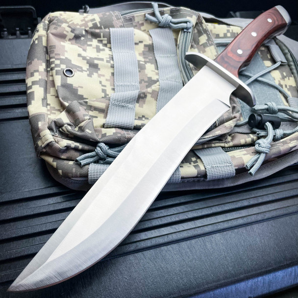 15.75" Survival Rambo FIXED BLADE Full Tang Camping KNIFE Hunting Bowie Machete