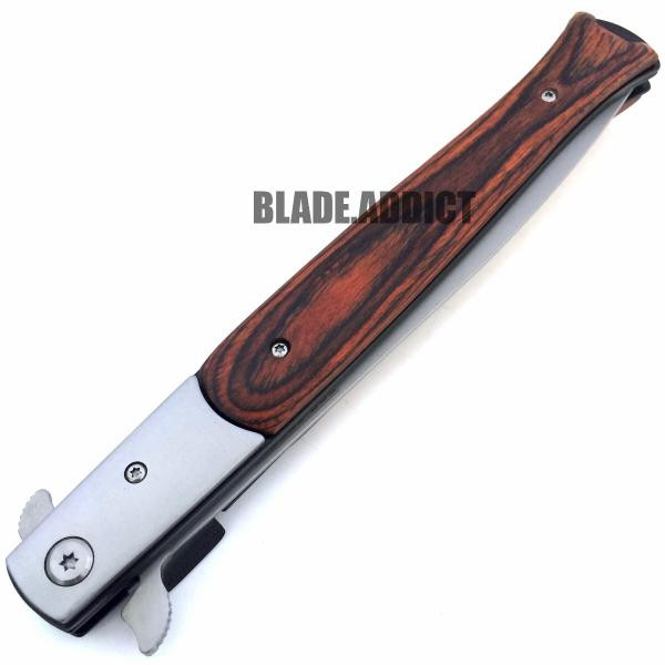 *Custom Engraving* TAC FORCE 13" Extra Large Spring Assisted Open STILETTO HARDWOOD Pocket Knife