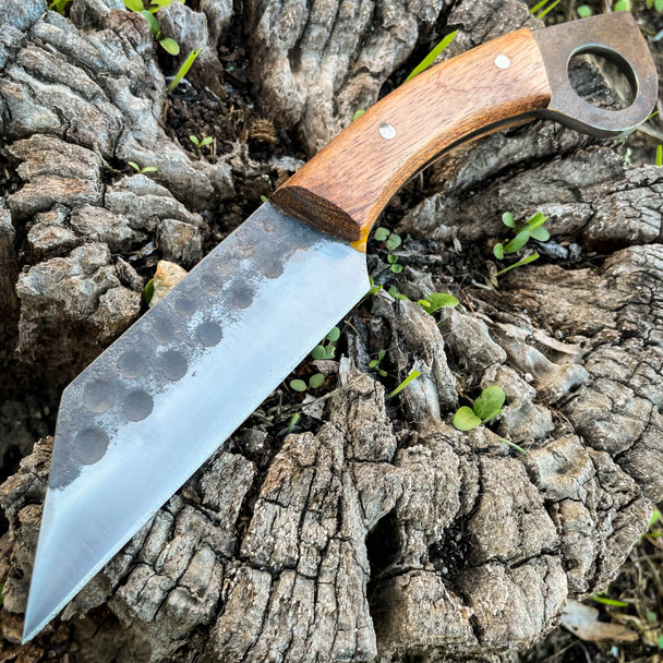 *Custom Engraving* 9.5" Hand Forged Ring Seax Carbon Steel Cleaver Hunting Knife Fixed Blade w Wood