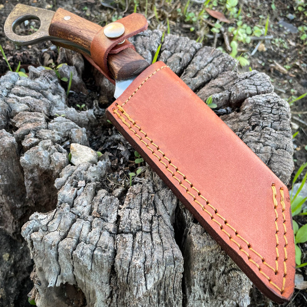 *Custom Engraving* 9.5" Hand Forged Ring Seax Carbon Steel Cleaver Hunting Knife Fixed Blade w Wood