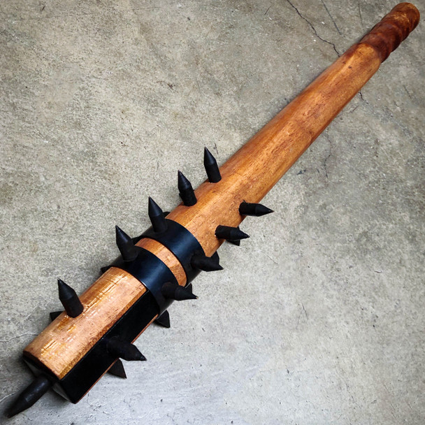 *Custom Engraving* Medieval 22" Mace War Club Wood +1" Metal Spikes