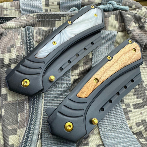 Outdoor Survival Spring Assisted Open 8.25" Pocket Folding Knife Cleaver Blade