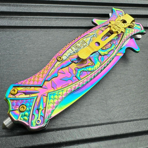 Ninja Ninjutsi Rainbow Fade Spring Assisted Pocket Knife