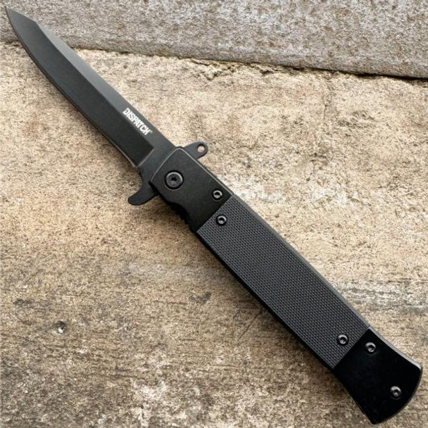 8.5" Military Black Spring Assisted Open Folding Pocket Knife G10 Handle Blade