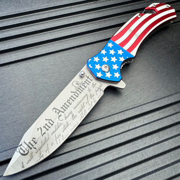 USA American Flag Patriotic 2nd Amendment Pocket Knife
