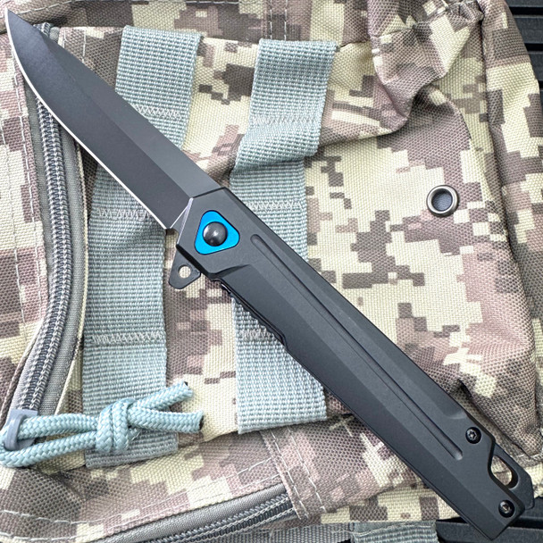 8" Black Folding Pocket Knife