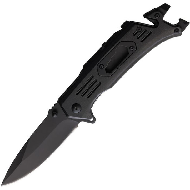 S-TEC Linerlock A/O Black Aluminum Folding Stainless Pocket Knife S-TEC Linerlock A/O Black Aluminum Folding Stainless Pocket Knife