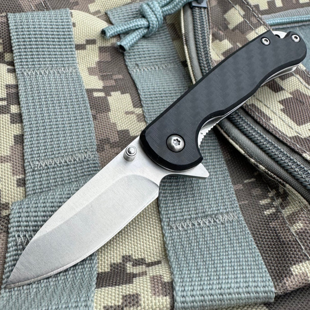Pocket Knife – 3mm Silver  Blade, Carbon Fiber Handle