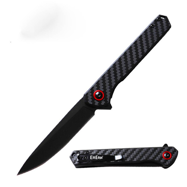8" Black Carbon Fiber Pocket Knife