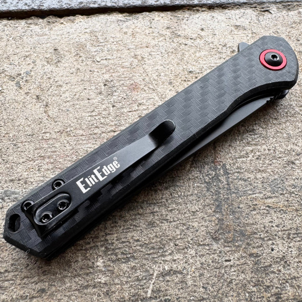 8" Black Carbon Fiber Pocket Knife