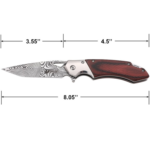 Damascus Etched Pocket Knife